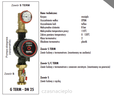 Grupa G TERM – DN 25 (1”), z pompą Wilo Yonos Para 25/8