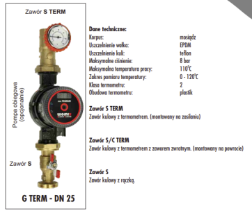 Grupa G TERM – DN 25 (1”), z pompą Wilo Yonos Para 25/8